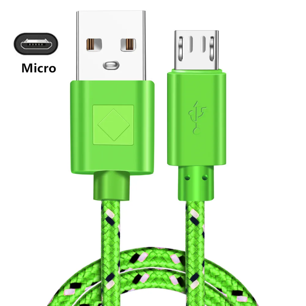 USB зарядное устройство 1 м/2 м/3 м Micro usb кабель для samsung Xiaomi huawei Зарядка для Android мобильный телефон usb зарядное устройство адаптер Универсальный - Цвет: green