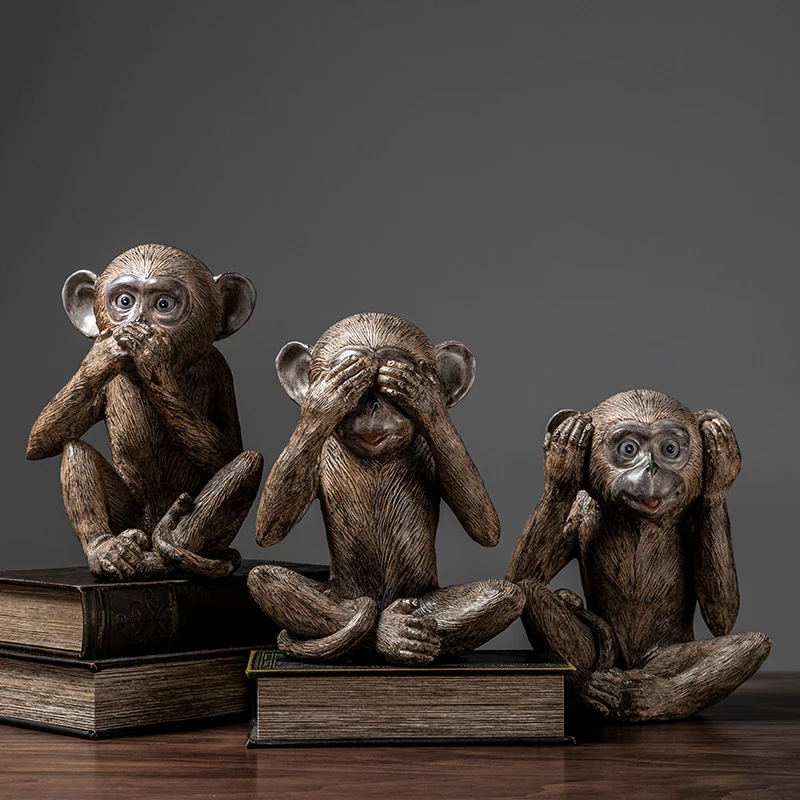 European Three Wise Monkeys Statue Not See Not Listen Not Say