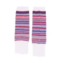 Осенне-зимние теплые чулки, полосатые защитные гольфы, вязаные чулки для девочек(бежевые