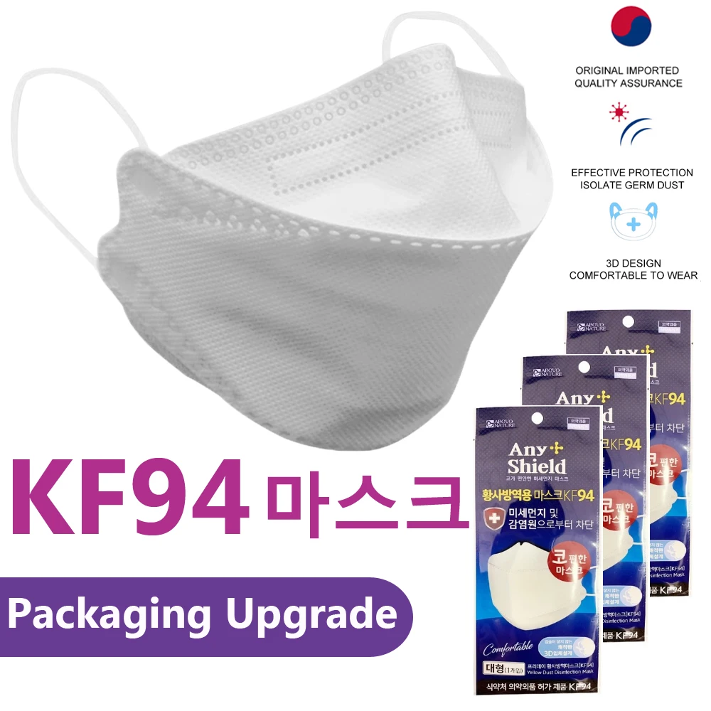 

20Pcs KF94 Masks 4 Layer Non Woven Anti Dust Nose Mouth Cover Splash Proof Protective Face Shield Custom Packaging