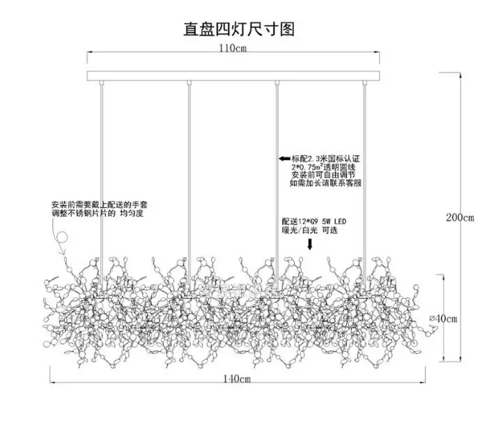 4 heads Rectangle Современная подвеска со стразами из нержавеющей стали, Подвесная лампа для столовой, гостиной, спальни, лофт, домашний декор, Подвесная лампа - Цвет корпуса: 4 heads Rectangle