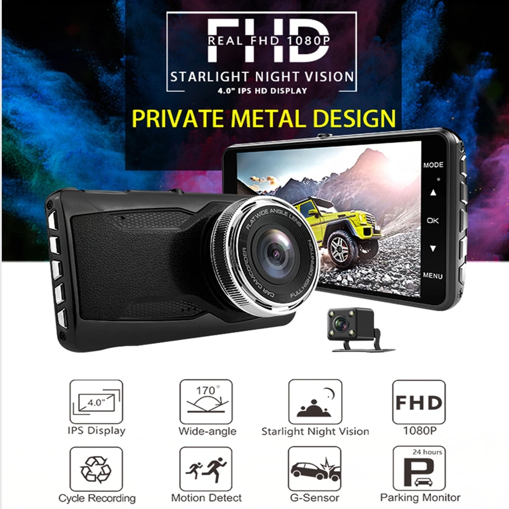 Car Driving DVR 4 Inch Screen Dual Lens HD 1080P Driving Recorder Starlight Night Vision Night Vision Fill Light New Arrival 5