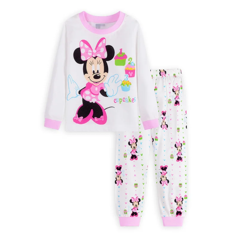 Pajamas Sets Children Pajamas Kids Clothes Sets 1-7y 2pcs Kids Minnie Mouse Pajamas Sets Baby Girls and Boys Clothes Pijamas Anna Elsa Cartoon Long Sleeve T-shirt + Pants Set