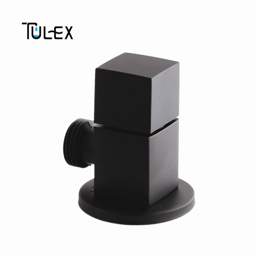TULEX черный запорный клапан Кран угловой клапан латунный переключающий туалетный клапан насадка для душа соединитель твердая латунь Attachement на кран