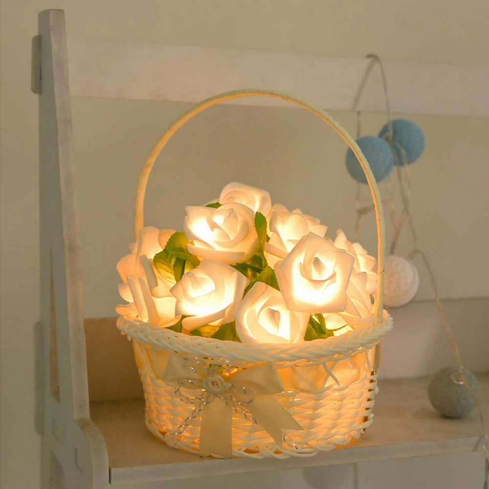 20 LED Rose Flowers String Light Fairy Lights Battery Powered Romantic Relaxed Atmosphere Wedding Home Birthday Decoration Lamp