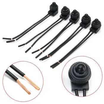 

Hot 1pcs Waterproof Push-button On-off Switch Motorcycle Emergency Lights Button Line Outdoor Switch Automobile Guide Light R7L5