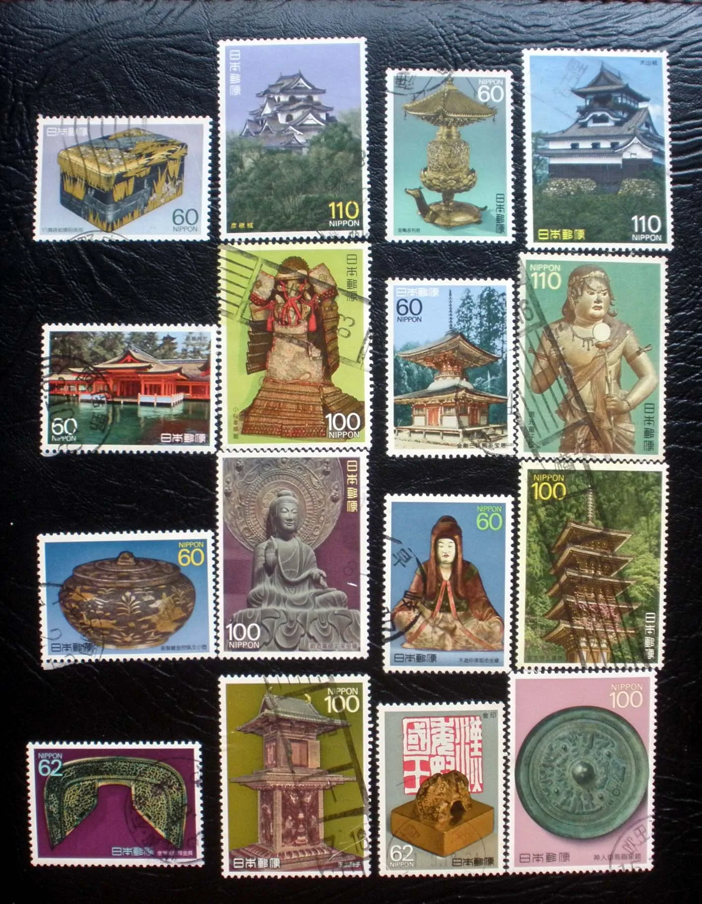 

16Pcs/Set Japan Post Stamps The Third National Treasure Series Marked Postage Stamps for Collecting C1187-C1202