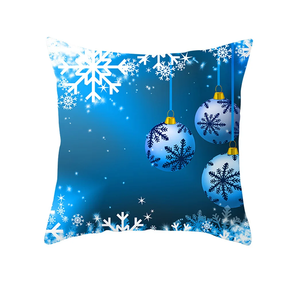 Lychee цветные синие рождественские Чехлы для подушек из полиэфирной персиковой кожи 45x45 см наволочки для подушек для спальни дома и офиса