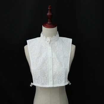 

Women Fashion Fake Collar False White Lace Floral Faux Detachable Half Shirt Necklace Tie