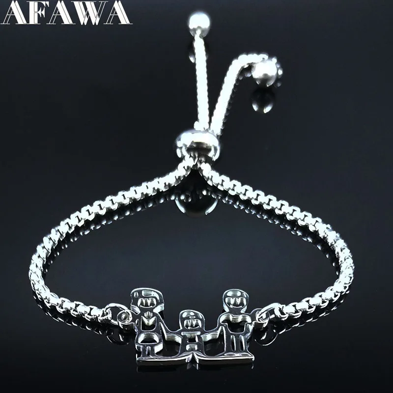 Модный семейный папа мама и нержавеющая сталь для мальчиков браслет-цепочка женский серебряный цвет браслеты ювелирные изделия pulseira feminina B18593