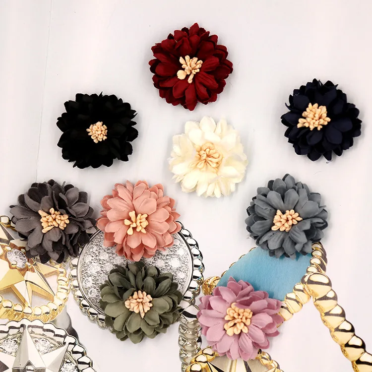 100pcs/lot 1.5 Inch Dali Chrysanthemum Artificial DIY Micro FiberFlower for Girls Hair Headband Clothing Accessories Flat Pack