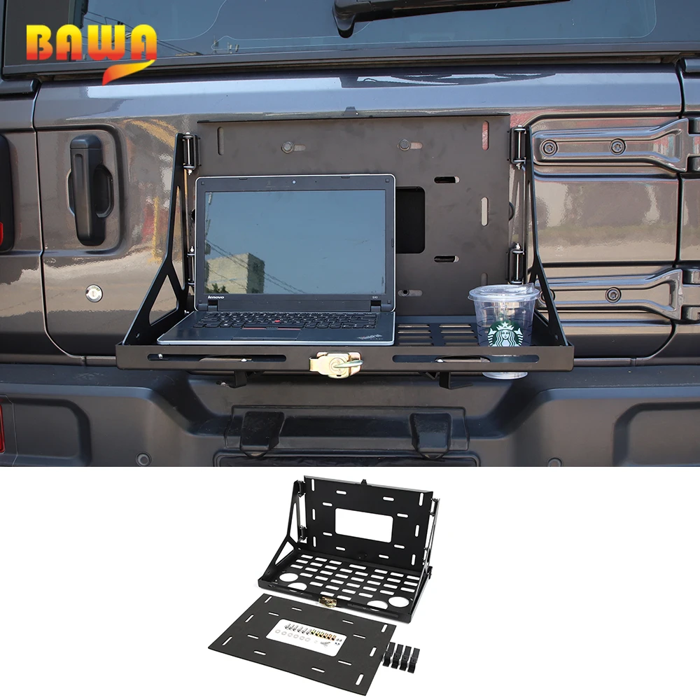US $106.92 BAWA Multifunction Tailgate Shelf Table Rear Door Racks Storage Bracket Foldable Frame Accessorie for Jeep Wrangler JL 2018