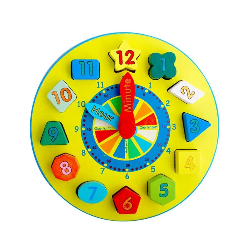  1Set Wooden Time Clock Number Teaching Sorting Toys Building Blocks Puzzle Tools Kit for Kids Child - 4000186249116