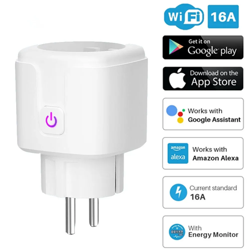 Smart Plug WiFi Socket EU/US/UK Energy Monitor Timing Function Tuya SmartLife APP Control Compatible With Alexa Google Assistant