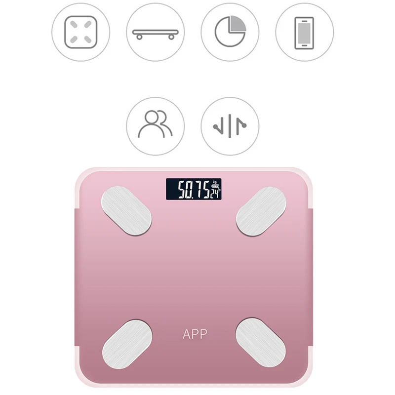 Перезаряжаемый Bluetooth приложение Android IOS Умные Электронные весы для человеческого тела измеритель жира Измерение комнатной температуры время диеты