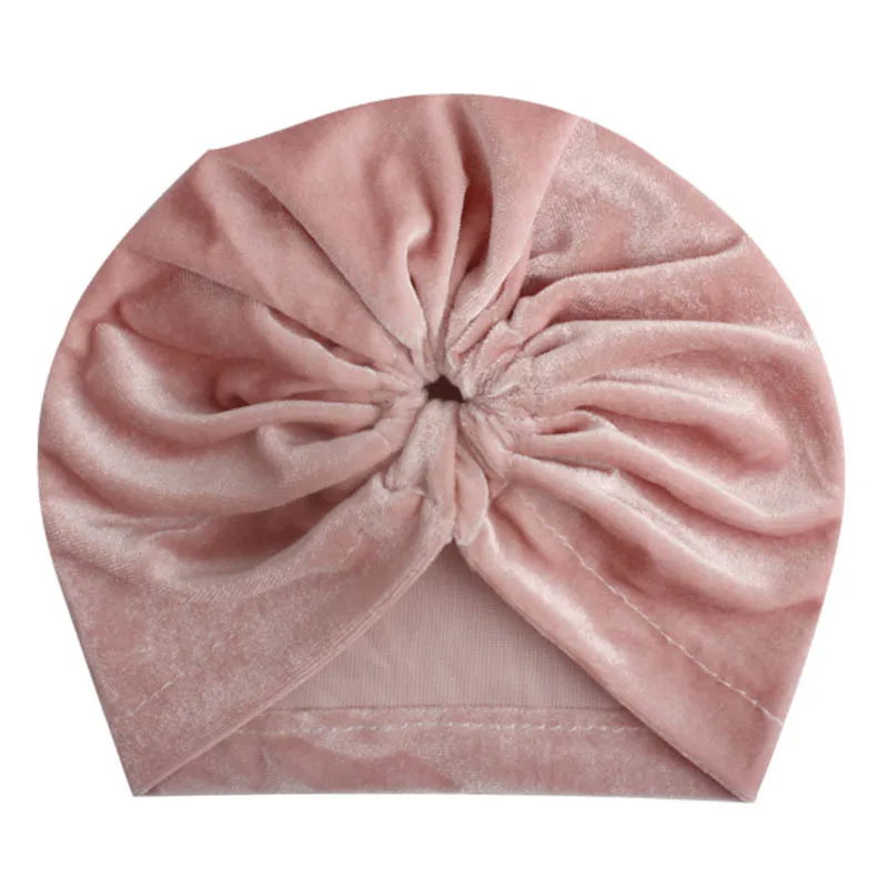 style2 dark pink Новая бархатная детская шапочка колпачок, мягкая однотонная шляпка для девочки, тюрбан, милая детская шапка, широкий берет-Боб, реквизит для фотосъемки новорожденных - Цвет: style2 dark pink