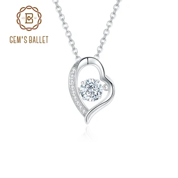 

GEM'S BALLET 5.0mm D Color 0.5Ct Moissanite Diamond Heart Pendant Necklace For Women 925 Sterling Silver Moissanite Jewelry