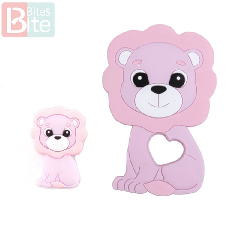 Pink Lion Укус укусов 2 шт./компл. Черепаха силиконовый детский Прорезыватель для зубов "сделай сам" для изготовления Еда Класс коала силиконовые крошечные стержень при прорезывании зубов силиконовые бусины комплект ювелирных изделий - Цвет: Pink Lion