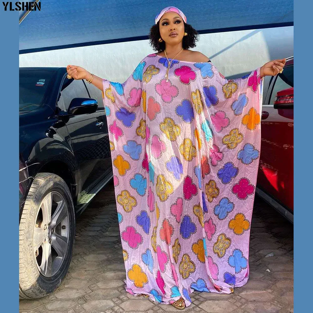 Plus Size African Clothes Women Summer Long Maxi Dress Dashiki Print Sloping Shoulder Robe Boubou Africaine Femme Vestidos 2020 01