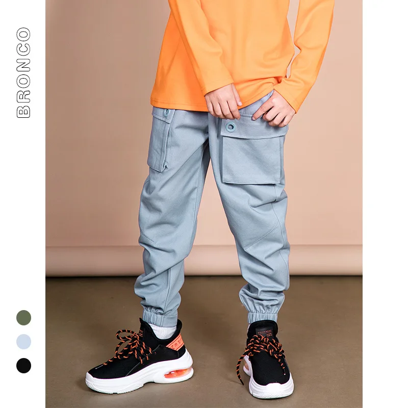 

BC BOY'S Pants Hot Selling INS Pure Cotton Big Boy Hong Kong Style Bib Overall New Style Large Pocket Beam Leg Daughter Crawler