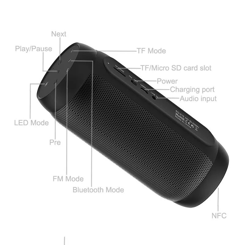 BQ615 PRO Водонепроницаемый портативный беспроводной Hi-Fi стерео Bluetooth динамик с NFC микрофоном TF картой fm-радио Красочный светодиодный светильник