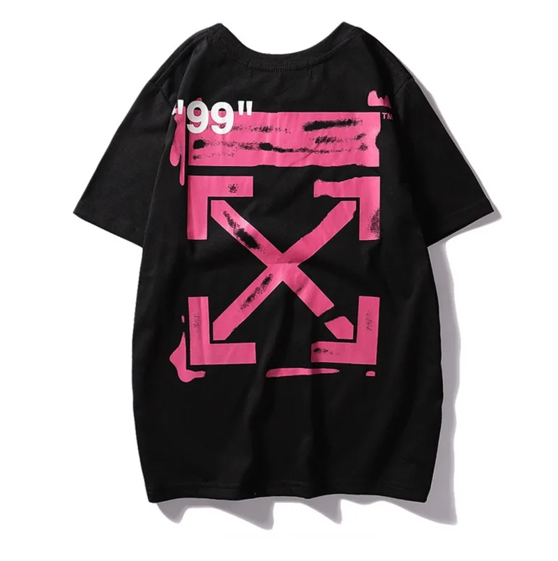 19SS OFF-WHITE летняя новая хлопковая футболка с короткими рукавами с рисунком стрелы, Мужская свободная пара