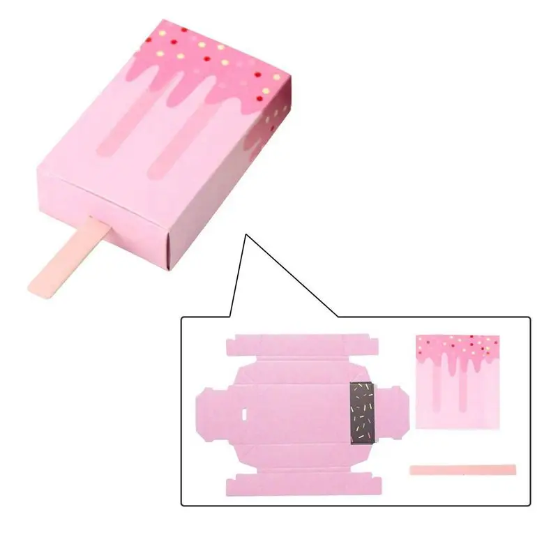 

LIXF 50Pcs/Pack Mini Ice Cream Shape Wedding Favor Candy Boxes for Wedding Birthday Party Decoration, Pink