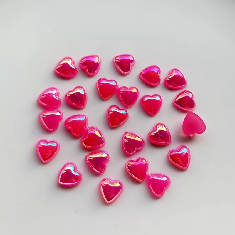10 мм AB в форме сердца Стразы для ногтей кристалл скрапбукинга акриловые плоские задние DIY свадебные декоративные 40 шт-WE26 - Color: Rose red