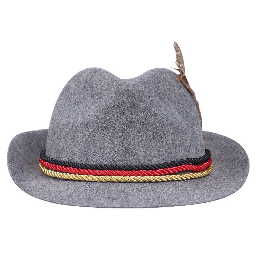 Твердые Fedoras серые ленты шляпы Октоберфест немецкий баварское пиво фестиваль шапки для мужчин женщин аксессуары для карнавала