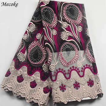 

Latest brown Nigerian Laces High Quality Wine Tulle Mesh French Embroidered Lace 2020 fuchsia African Net Mesh Tulle Lace Fabric