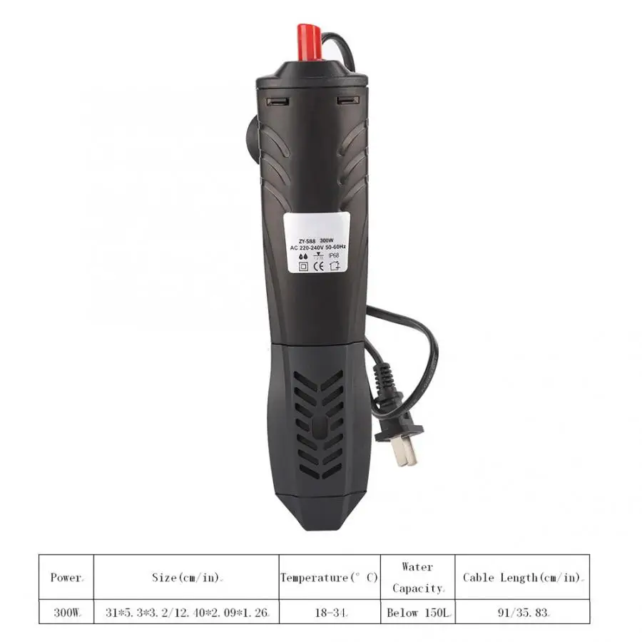 CN Plug 300W Регулируемые нагревательные стержни мини погружной нагреватель аквариума нагревательный стержень для аквариума регулировка температуры 220-240 В - Цвет: CN Plug 300W