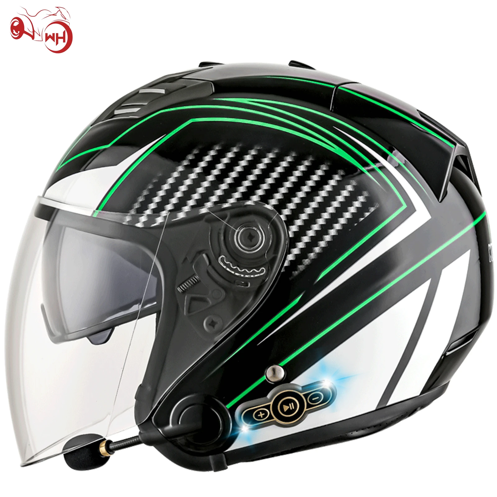 Casco de motocicleta inteligente, protector de cara 3/4, aprobado DOT, con auriculares Bluetooth integrados, forro visores dobles MSOHK101|Cascos| - AliExpress