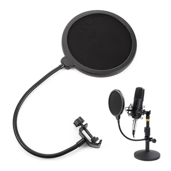 

Besegad Double-layer Microphone Mic Holder Wind Screen Pop Filter With Anti-Spray Spray Network for Studio Recording Video