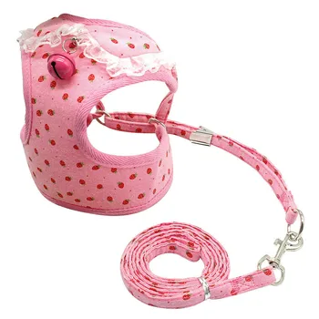 

Pink Dog Pet Harness And Leash Set Cute Strawberry Pattern Mesh Puppy Cat Harnesses Vest for Small Medium Dogs