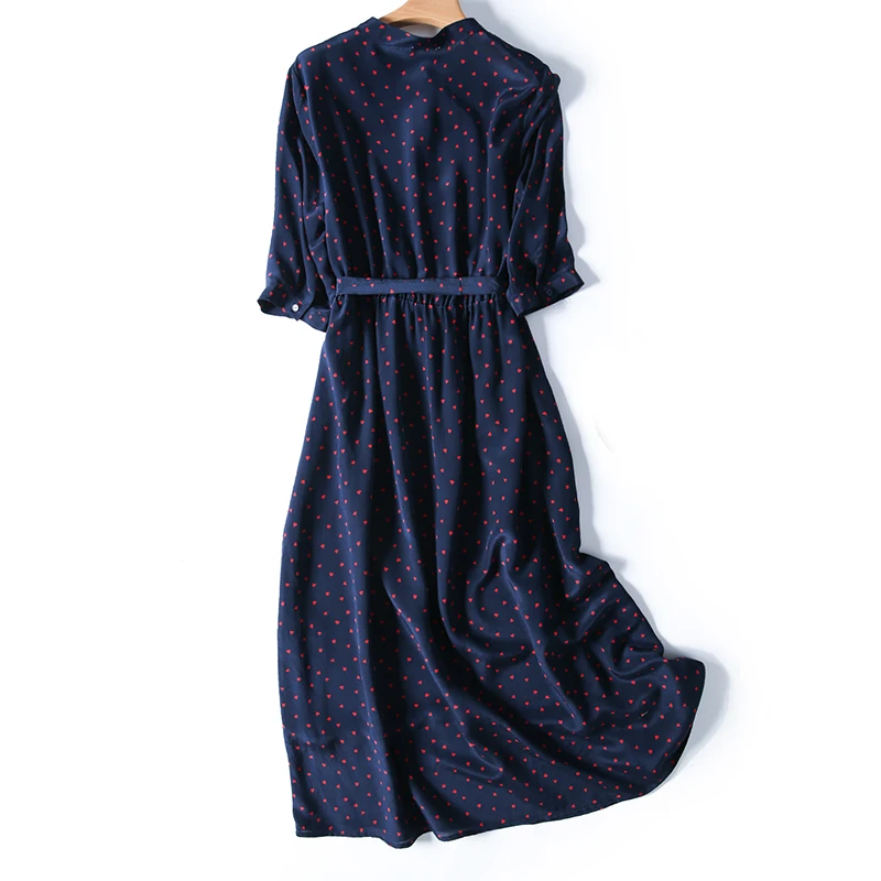 SuyaDream Woman Silk Long Dress 100%Silk Crepe