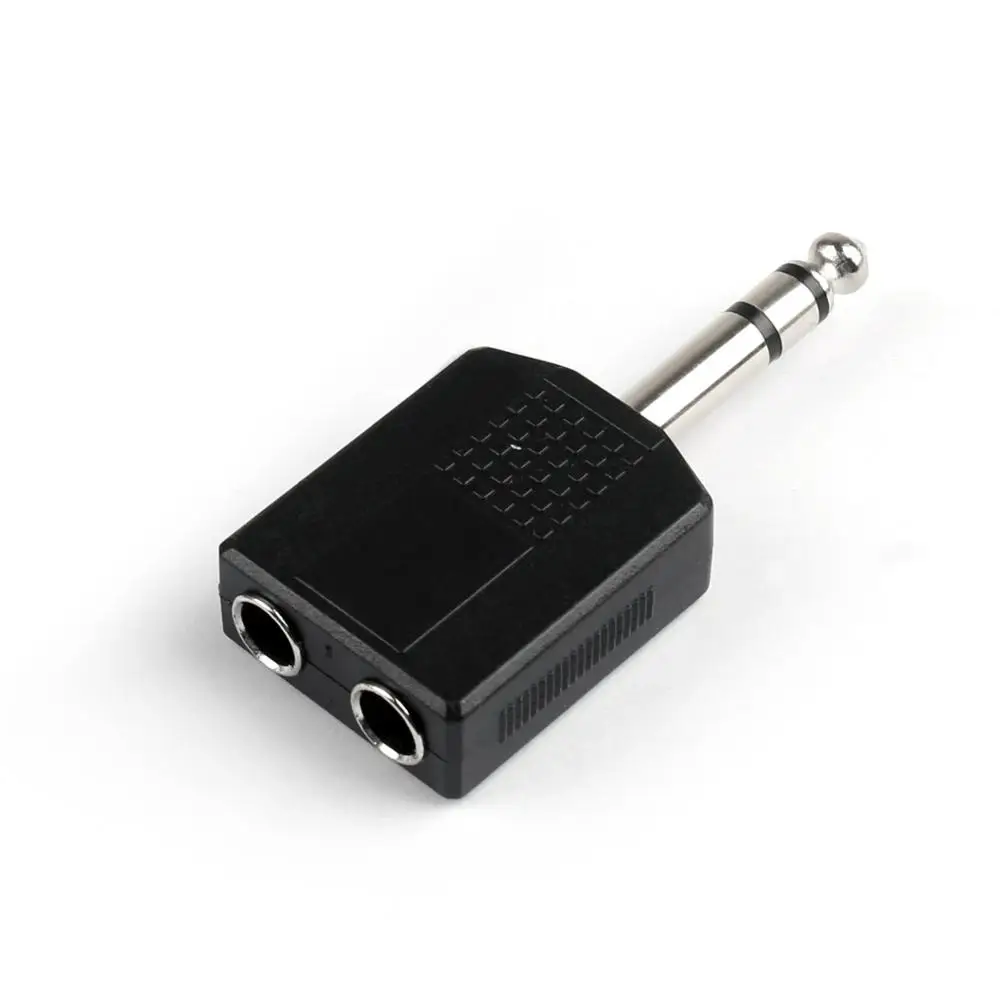 Artudatech 100Pcs 1 4 6 35mm Stereo Plug Adapter to 2 Way 6 35mm Mono Jack Headphone Y Splitter Connector Parts