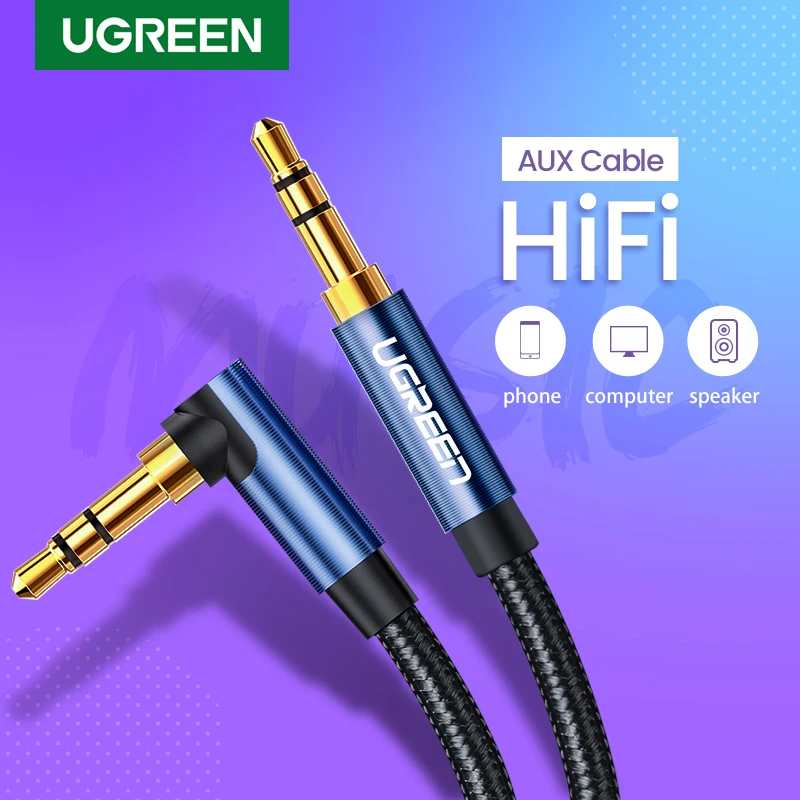 UGREEN Aux кабель аудио hi fi стерео штекер 90 градусов прямоугольный 3 5 мм динамик
