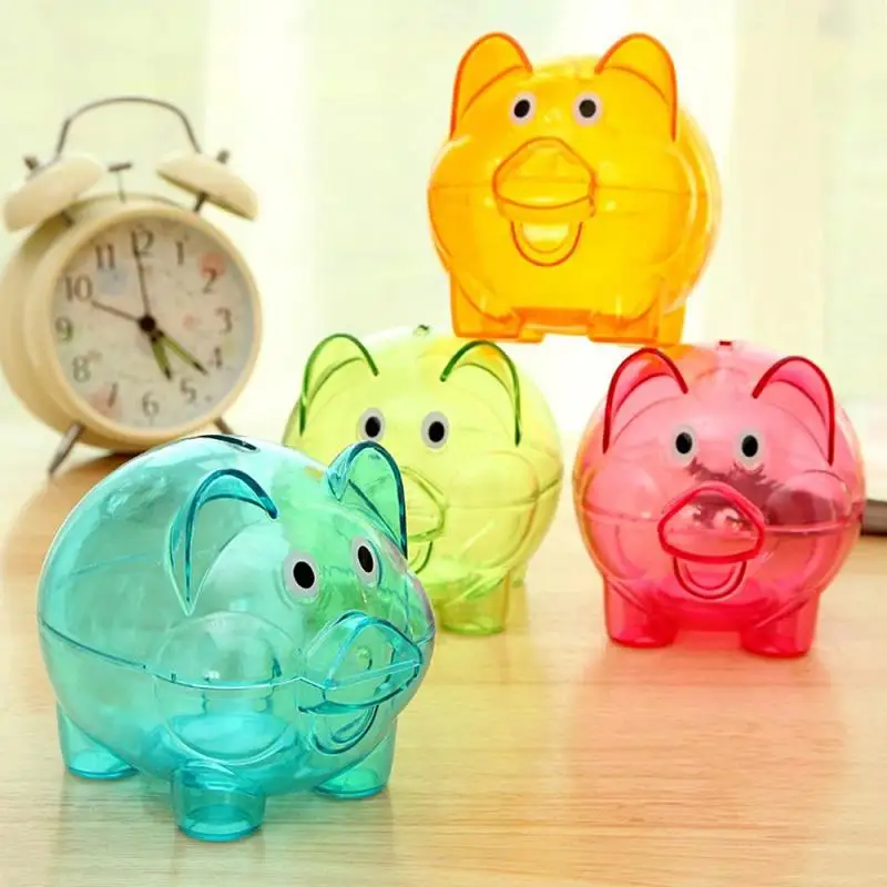 Piggy Bank Coin Box Kids Money Storage Bank Home Decoration Transparent Plastic Saving Boxes For Children Pretend Play Toy Gifts