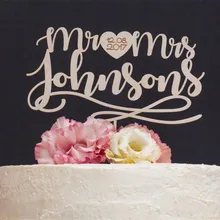 Изготовленный На Заказ Свадебный торт Топпер Mr and Mrs фамилия деревянные топперы для торта персонализированные деревенские деревянные обручальные топперы для торта