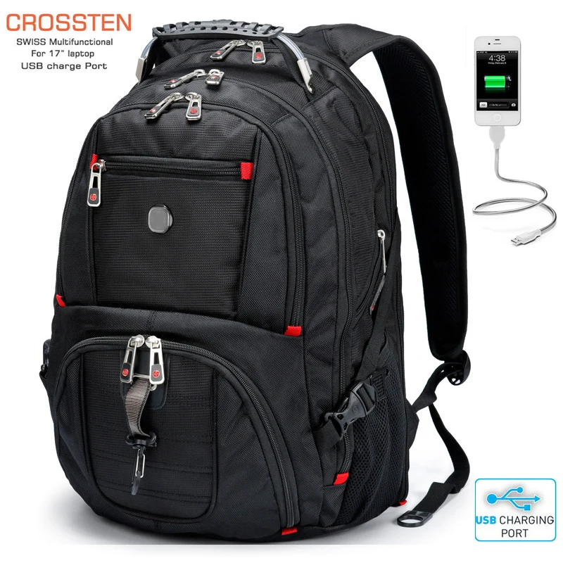 スイス-多機能防水トラベルバッグ,USB充電ポート付き17.3インチラップトップバッグ,超耐久性のあるスクールバッグ AliExpress