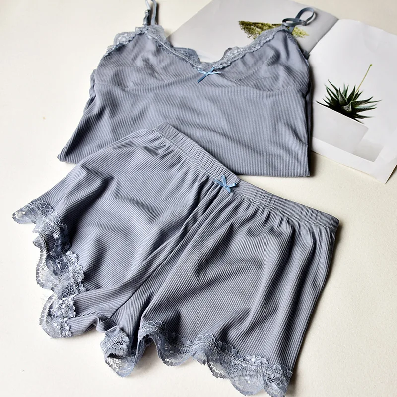 

Summer Night Pajamas Set for Women Fashion Lace Elastic Comfortable Pajama Set Women Sexy Camis and Shorts Set