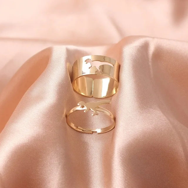 2Pcs Heart Magnet Couple Rings Punk Cuban Chain Charm Paired Rings For Lp Lovers Friend Adjustable Jewelry Party Gift Trend New Style 19