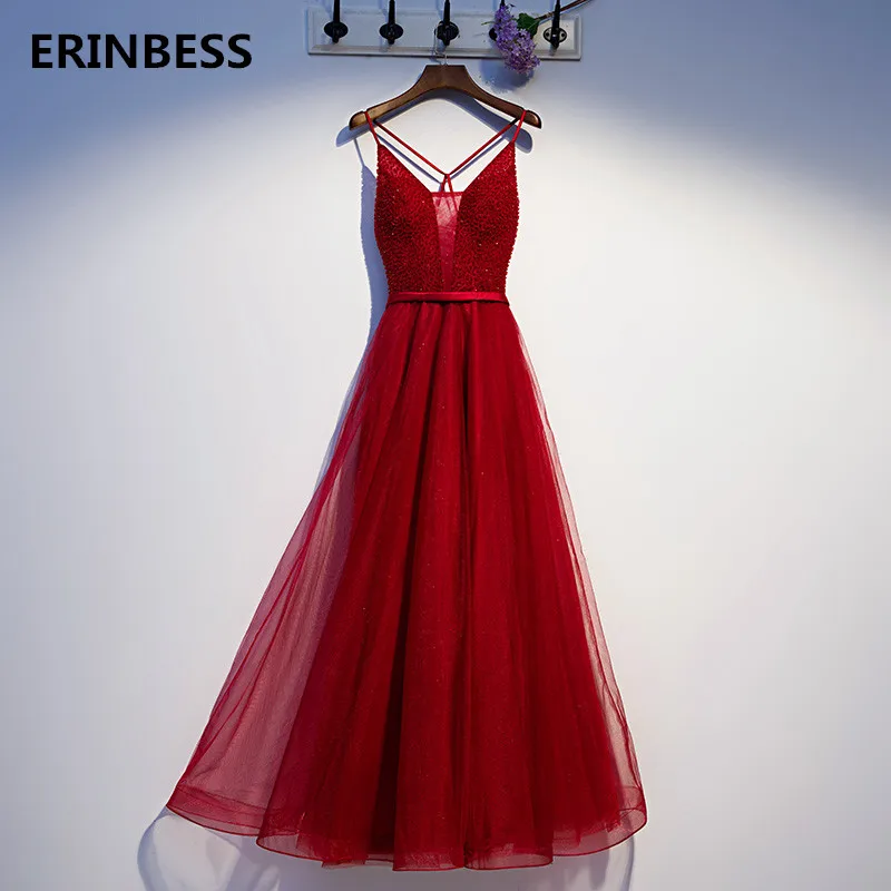 A-Line выпускное платье цвета Бургунди фатиновые вечерние платья, украшенные бисером длинное платье Платья для вечеринок вечернее платье со шнуровкой сзади; Robe De Soiree - Цвет: Burgundy