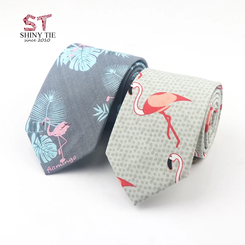Модный Дизайн Галстук для шеи для мужчин 7 см хлопок Фламинго печатных галстук ручной работы Винтаж Gravata Мужские аксессуары Костюм подарок свадьба
