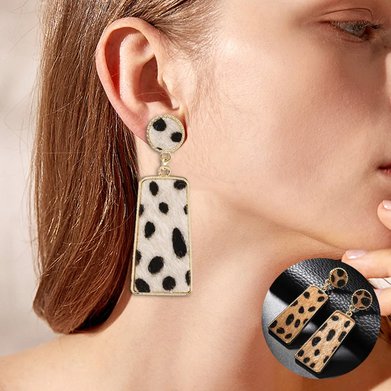 Модные женские серьги 2019 Boho красочные леопардовые корейские круглые квадратные