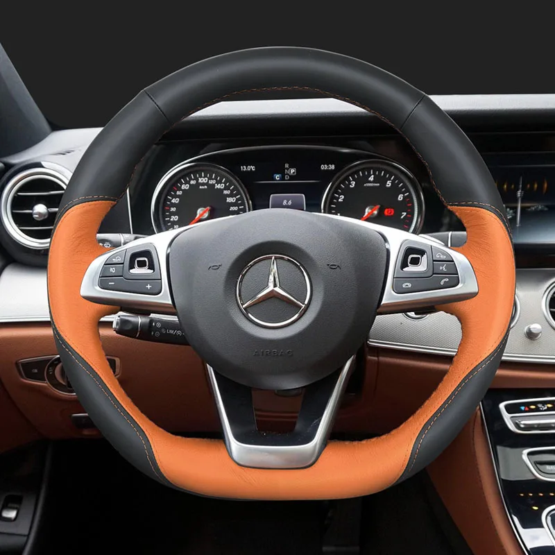 Чехол из натуральной кожи для рулевого колеса автомобиля mercedes w210 w140 w203 w163 ml w163 w124 e класс cla аксессуары для рулевого колеса - Название цвета: color 5