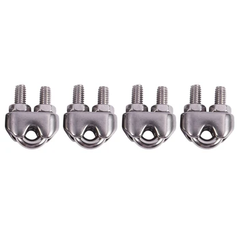 

4pcs stainless steel cable clip saddle clamp for ropes 0.3cm 3mm wire