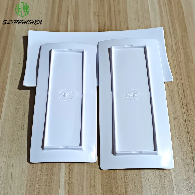 11/12/13 Inch White Warping Angle Rectangular Sashimi Dish Restaurant Dinnerware Dinner Plate A5 Melamine Tableware