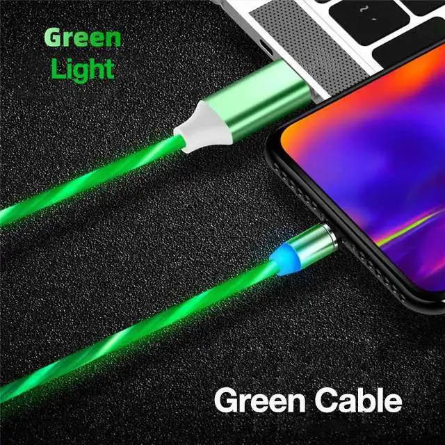 1M Green cable MOOJECAL Магнитный зарядный кабель Micro usb type C зарядное устройство Быстрая зарядка для iPhone XS Max samsung зарядный магнит Android телефон - Цвет: 1M Green cable