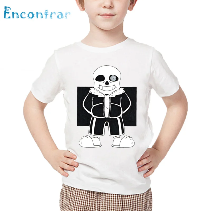 Детская футболка с принтом череп брат Undertale Sans детские летние белые топы забавная